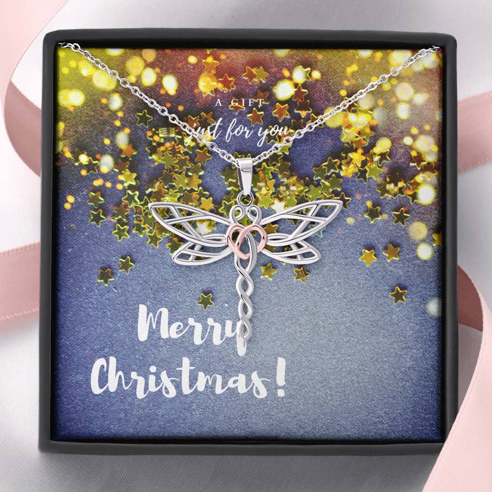 Merry Christmas Dragonfly Necklace V3