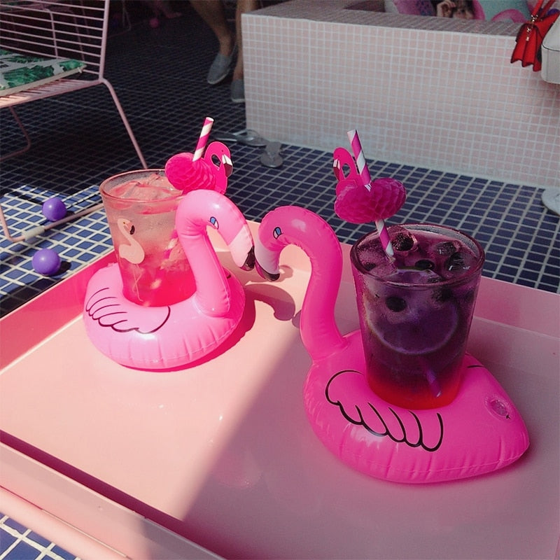Flamingo pool floaty cup holder