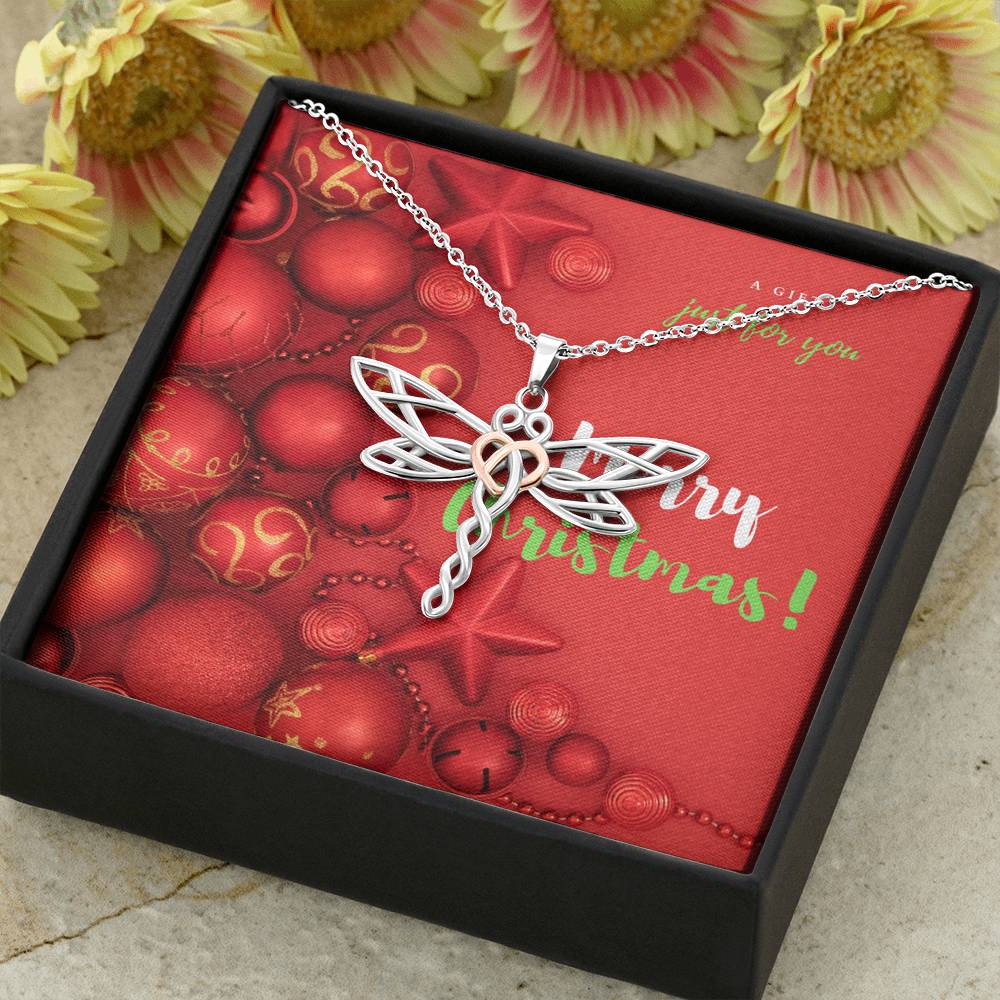 Merry Christmas Dragonfly Necklace V1