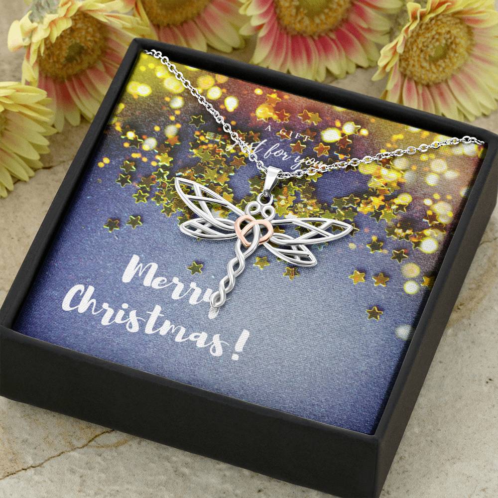 Merry Christmas Dragonfly Necklace V3