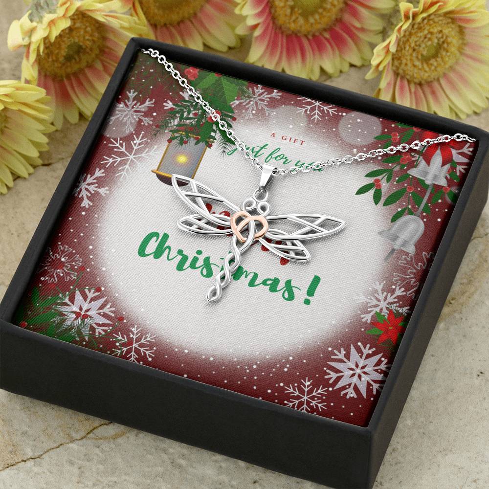 Merry Christmas Dragonfly Necklace V2