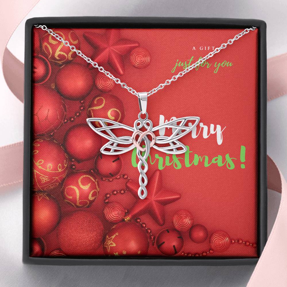 Merry Christmas Dragonfly Necklace V1