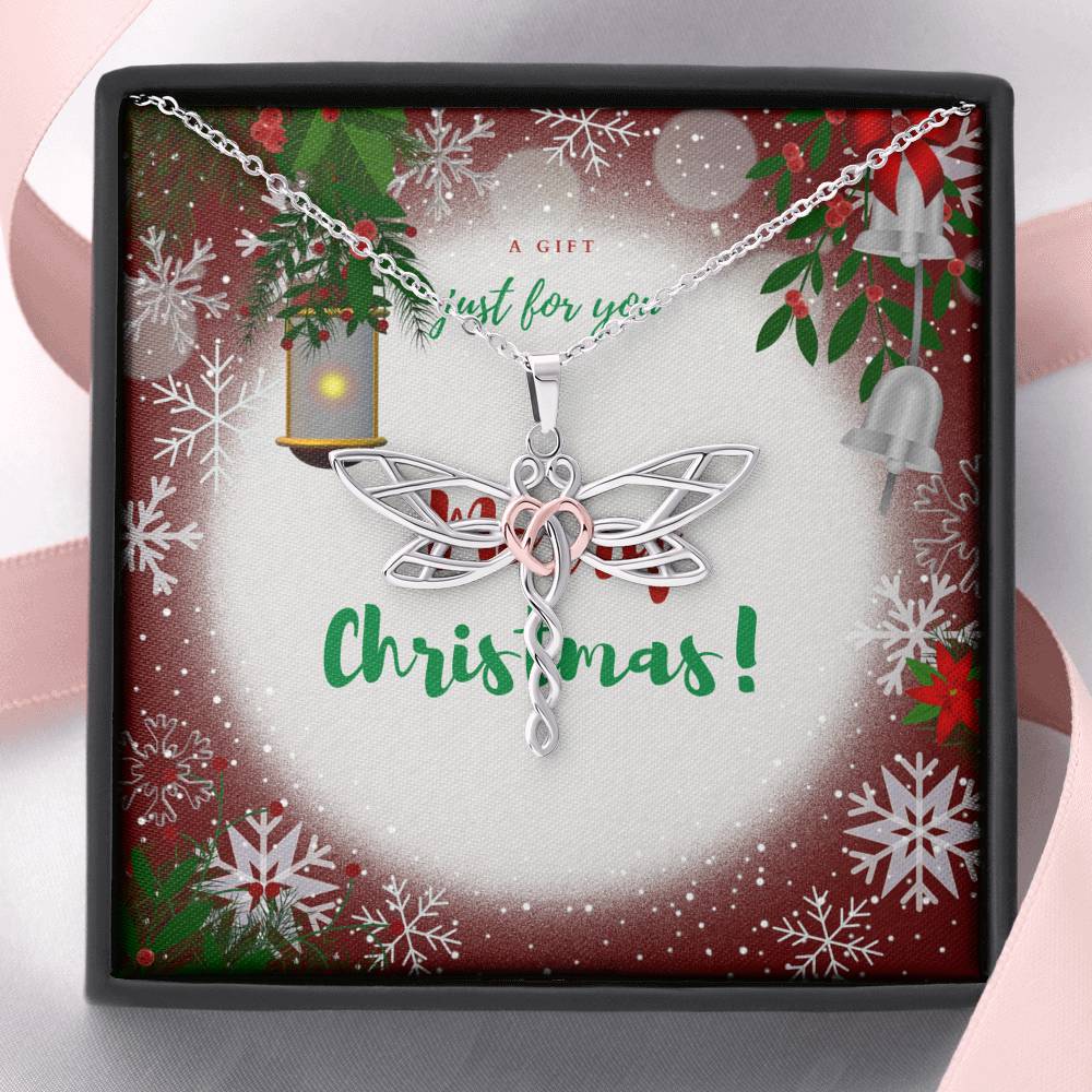 Merry Christmas Dragonfly Necklace V2